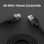 4K 60Hz 18Gbps HDR ARC HDCP Destekli HDMI 2.0 Örgülü Kablo 2 Metre-4