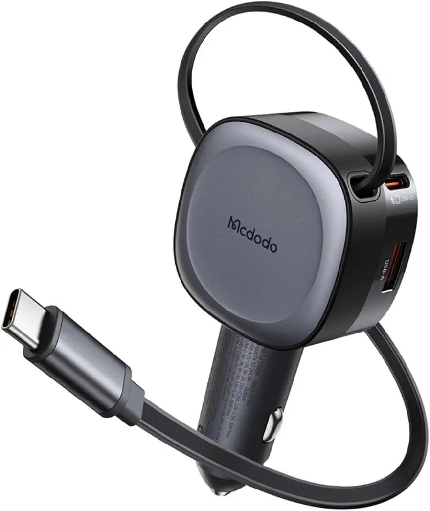 CC-1560 FreeGo Serisi 75W Geri Çekilebilir Kablolu Araç içi Çakmaklık Şarj Cihazı