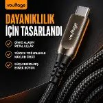 Type-C To Type-C 240W 1.2 M Dijital Watt Göstergeli Metal Uçlu Şarj Kablosu iPhone 17, 16, 15, Samsu-3