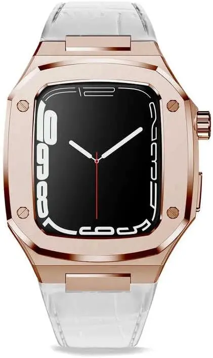 Apple İle Uyumlu Watch 44mm KRD-67 Kordon Beyaz-Rose Gold