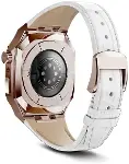 Apple İle Uyumlu Watch 44mm KRD-67 Kordon Beyaz-Rose Gold-2