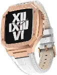 Apple İle Uyumlu Watch 44mm KRD-67 Kordon Beyaz-Rose Gold-3