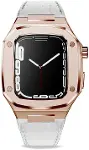 Apple İle Uyumlu Watch 44mm KRD-67 Kordon Beyaz-Rose Gold-1
