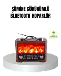 Solar Şarjlı Şömine Alev Efektli Bluetooth Hoparlör 7W Taşınabilir Ses Sistemi-1