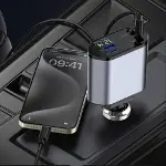 Araç Çekilebilir Araç Şarj Cihazı 2 USB Bağlantı Noktası Desteği 120W Süper Hızlı Şarj Flaş Şarj 4'ü-3