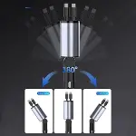 Araç Çekilebilir Araç Şarj Cihazı 2 USB Bağlantı Noktası Desteği 120W Süper Hızlı Şarj Flaş Şarj 4'ü-7