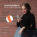 USB-C - USB-C 120cm 60W PD/QC Hızlı Şarj/Data Kablosu Neon 2DK59N (Neon Turuncu)-2