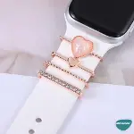 Apple Watch 11 46mm için Kordon Süsü Charm İnci Kalp Rose Gold [Watch Series 11 46mm ile Uyumlu Kord-1