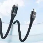 60W Dijital Led Ekranlı Örgülü USB Type-C to Type-C Hızlı Şarj ve Data Kablosu 1 Metre-2