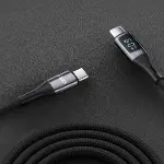 60W Dijital Led Ekranlı Örgülü USB Type-C to Type-C Hızlı Şarj ve Data Kablosu 1 Metre-4