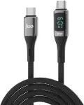 60W Dijital Led Ekranlı Örgülü USB Type-C to Type-C Hızlı Şarj ve Data Kablosu 1 Metre-1