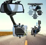 Araba Dikiz Aynası İçin Cep Telefonu Tutucu 360 Derece Dönebilen Ayarlanabilir Çok Fonksiyonlu Kolay-3