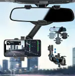 Araba Dikiz Aynası İçin Cep Telefonu Tutucu 360 Derece Dönebilen Ayarlanabilir Çok Fonksiyonlu Kolay-4