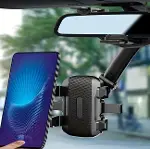 Araba Dikiz Aynası İçin Cep Telefonu Tutucu 360 Derece Dönebilen Ayarlanabilir Çok Fonksiyonlu Kolay-1
