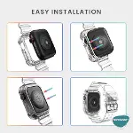 Apple Watch Series 8 45mm için Kordon Transparent Clear Band Siyah-3