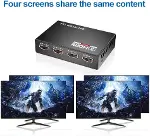 4 Portlu HDMI Splitter Dağıtıcı, 1 Giriş 4 Çıkışlı, Aynı Anda Görüntü Dağıtımı, 1.4V 1080P-3