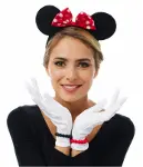 Kırmızı Fiyonklu Minnie Mouse Tacı ve Beyaz Eldiven Seti-2