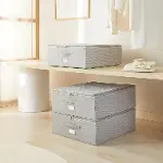 3'lü Orta Boy Gri Balıksırtı Destekli Hurç Set 45 x 55 x 18 cm-3