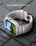 Apple Watch 46mm Seri 11/10 ile Uyumlu Kılıf & Kordon Kayış Rugged Armor Pro 2 Dune Beige - ACS10506-3