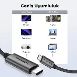 USB C HDMI Kablo (4K@60Hz,2K@120Hz,1080P@165Hz) HDR HDCP Type C to HDMI 2.0 [Thunderbolt 5/4/3, DeX-8