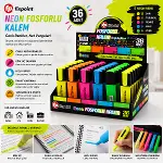 36 ADET NEON FOSFORLU KALEM - STANDLIDIR İÇİNDE 12 - SARI - 6 - TURUNCU - 6 - PEMBE - 6 - MAVİ - 6 --2