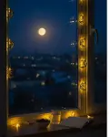 Gold Renk Metal Minareli Hilal LED Işık Pilli Ramazan Süsü-2