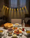 Gold Renk Metal Minareli Hilal LED Işık Pilli Ramazan Süsü-4