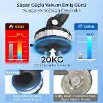 KingMa 360° Dönebilen Vakumlu Torpido ve Cam için Araç Içi Telefon Tutucu-3