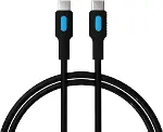 Coral Type C-C Power Delivery Hızlı Şarj Kablosu, Siyah Kablo, Mavi/Siyah Uçlar (120 CM)-1