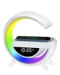 Kablosuz Şarjlı Bluetooth Hoparlör RGB Işık Gece Lambası Dijital Saat-3
