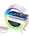 Kablosuz Şarjlı Bluetooth Hoparlör RGB Işık Gece Lambası Dijital Saat-4