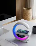 Kablosuz Şarjlı Bluetooth Hoparlör RGB Işık Gece Lambası Dijital Saat-1