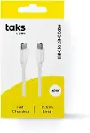 taks USB-C - USB-C 120cm 60W PD/QC Hızlı Şarj/Data Kablosu Beyaz-2