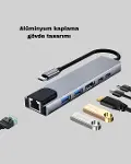 Type-C Çoklu Dönüştürücü – Alüminyum Gövde, Hızlı Veri Aktarımı ve Şarj Desteği-2