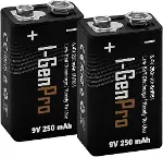 Batteries Pro 6HR61 9V 250 Mah Şarj Edilebilir 9 Volt Pil Ni-MH Şarjlı Pil (2'li Paket)-1