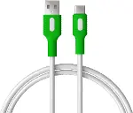 Coral USB A-C Hızlı Şarj Kablosu, Beyaz Kablo, Beyaz/Yeşil Uçlar (120 CM)-3
