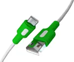Coral USB A-C Hızlı Şarj Kablosu, Beyaz Kablo, Beyaz/Yeşil Uçlar (120 CM)-1