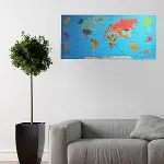 Renkli&nbsp;Atlas Dünya&nbsp;Haritası Manyetik Yapıştırıcı Gerektirmeyen Duvar Stickerı 118 CM * 56 CM-3
