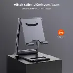 Alüminyum Katlanabilir Metal Masaüstü Telefon Tutucu Standı Uzay Grisi-2