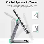 Alüminyum Katlanabilir Metal Masaüstü Telefon Tutucu Standı Uzay Grisi-5
