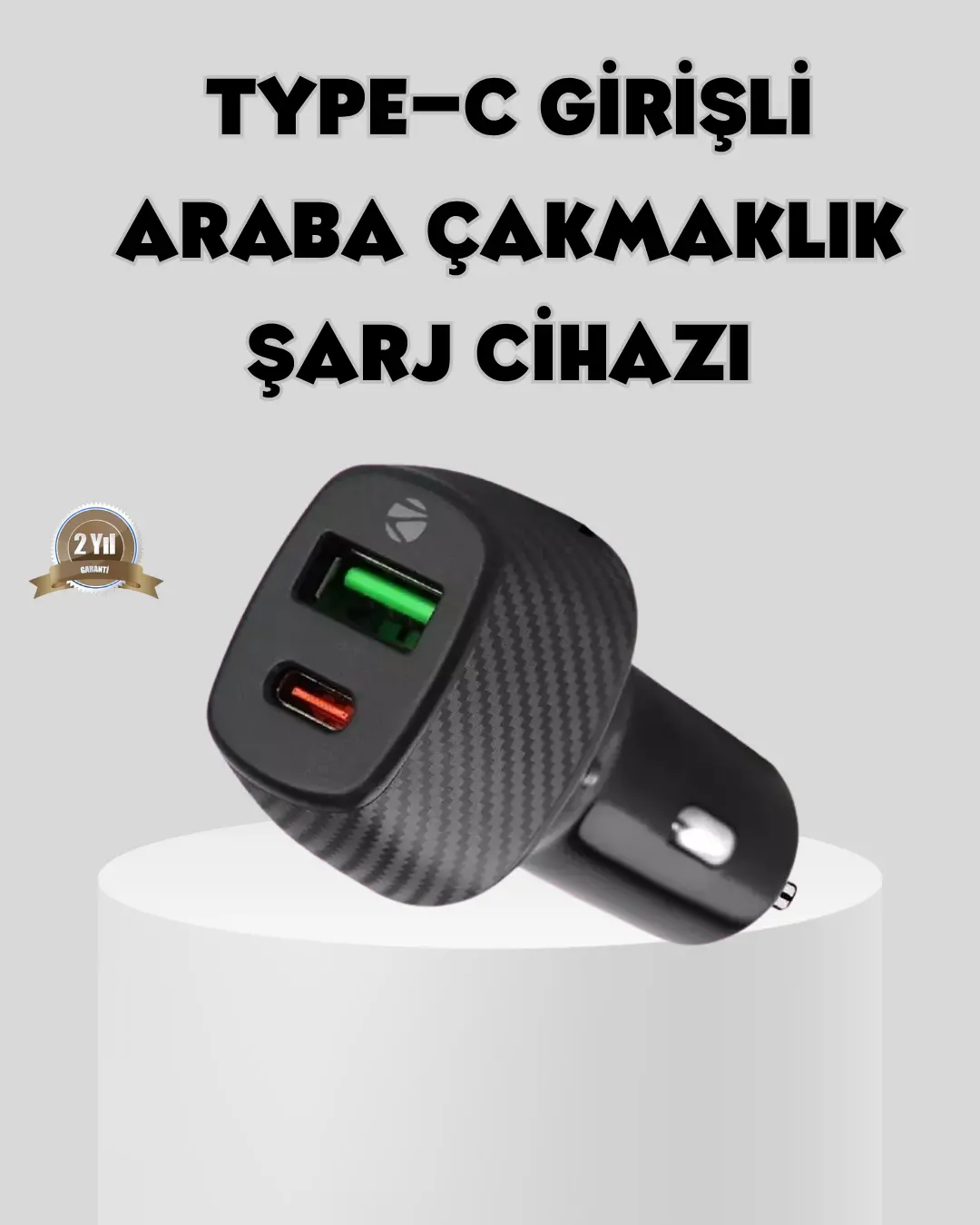 Araç Tipi Hızlı Şarj Adaptörü Type-C PD USB Çift Port Kompakt-1