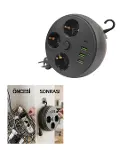 Akım Korumalı Çoklu Priz 3 Priz 3 USB 1 Type C 2 Metre Kablo Güvenli Şarj-5