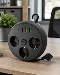 Akım Korumalı Çoklu Priz 3 Priz 3 USB 1 Type C 2 Metre Kablo Güvenli Şarj-1