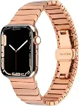 Apple İle Uyumlu Watch 42mm Kordon KRD-79 Metal Strap Kayış Rose Gold-1