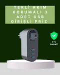 Termal Akım Korumalı 3 USB'li Güvenli Priz – Akıllı Akım Dengeleme-1
