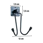 Kendiliğinden Yapışkanlı Siyah Paslanmaz Metal Bornoz ve Havlu Askılığı-3