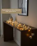 Yaldızlı Gümüş Yaprak LED Işık Pilli Dekoratif Ortam ve Yılbaşı Aydınlatması-4