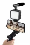 Telefon Tutucu Mini Mikrofonlu Tripod Vlog Çekim Video-3
