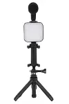 Telefon Tutucu Mini Mikrofonlu Tripod Vlog Çekim Video-5