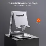 Alüminyum Katlanabilir Metal Masaüstü Telefon Tutucu Standı Gümüş-2